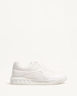 Valentino Garavani One Stud Low-Top-Sneaker Aus Mesh Und Nappaleder Mann - Natur