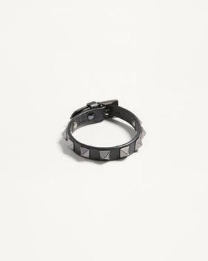 Valentino Garavani Lederarmband Rockstud Mit Palladium-Nieten Mann - Weiß