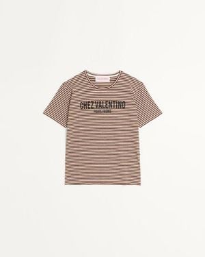 Valentino Gestreiftes T-Shirt Aus Baumwolle Mit Chez -Aufdruck Mann - Mehrfarbig