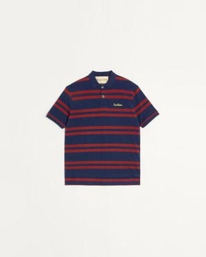 Valentino Poloshirt Aus Baumwollpiqué Mit Chez -Stickerei Mann - Blau