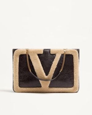 Valentino Garavani Viva Superstar Mittelgroßer Shopper Aus Lammfell Frau - Schwarz