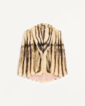 Valentino Bedruckte Cabanjacke Aus Lammfell Frau - Natur