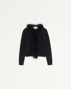 Valentino Wollcardigan Mit Federn Frau - Schwarz