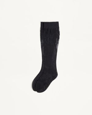 Valentino Kniestrümpfe Aus Lycra Mit Blumenmuster Frau - Schwarz
