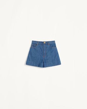 Valentino Shorts Aus Leichtem Frau - Blau