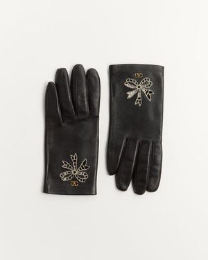 Valentino Garavani Vlogo Signature Handschuhe Aus Nappa Frau - Schwarz