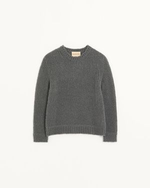 Valentino Pullover Aus Woll-Nylon-Mischgewebe Mit Nieten-Lederlasche Mann - Grau