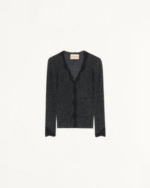 Valentino Lurex-Strickjacke Mit Spitze Frau - Schwarz