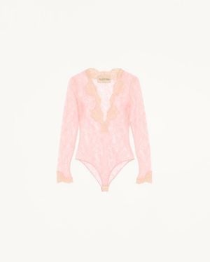 Valentino Bodysuit Aus Stretch Lace Frau - Pink