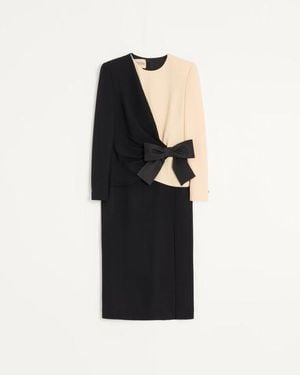 Valentino Midikleid Aus Woll-Crepe Frau - Schwarz