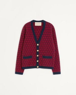 Valentino Cardigan Aus Wolle Mit Toute La V Muster Mann - Rot