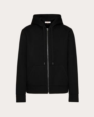 Valentino NEOPREN-SWEATSHIRT MIT KAPUZE UND REISSVERSCHLUSS - Schwarz