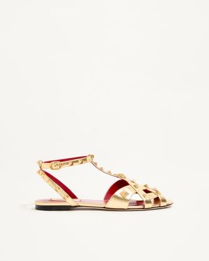 Valentino Garavani Studdy Sandalen Aus Beschichtetem Nappaleder, 05 Mm Frau - Natur