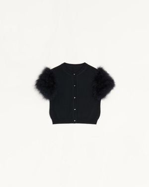 Valentino Strickjacke Aus Wolle Mit Federn Frau - Schwarz