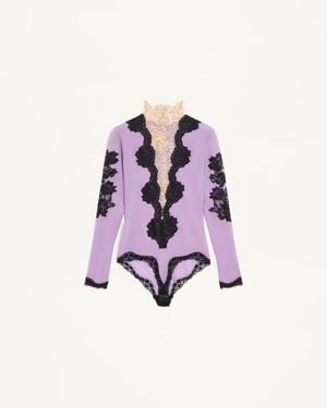 Valentino Bodysuit Aus Jersey Mit Spitze Frau - Pink