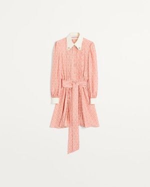 Valentino Kleid Aus Twill Mit Toute La V-Muster Frau - Pink