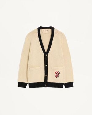 Valentino Wollcardigan Mit Vg-Stickerei Mann - Natur