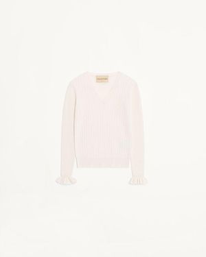 Valentino Bestickter Pullover Aus Kaschmir Frau - Natur
