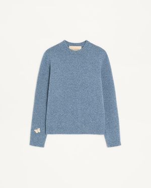 Valentino Wollpullover Mit Aufgesticktem Schmetterlingspatch Mann - Blau