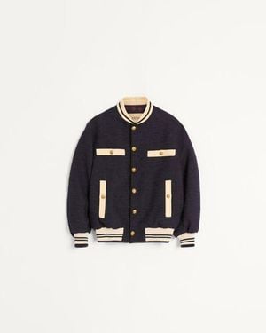 Valentino Cotton Tweed Bomberjacke Mann - Blau