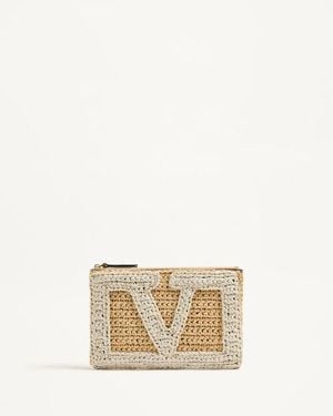 Valentino Garavani Viva Superstar Pochette Aus Synthetischem Raffia Frau - Natur