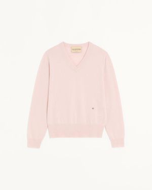 Valentino Kaschmirpullover Mit Butterfly-Stickerei Mann - Pink