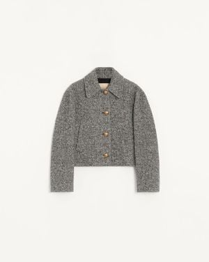 Valentino Urban Wool Chevron-Peacoat Frau - Grau