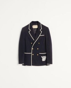 Valentino Zweireihiges Wolljackett Mit Vg-Patch Mann - Blau