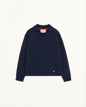 Valentino Wollpullover Mit Vlogo Signature-Patch Und Polokragen Mann - Blau