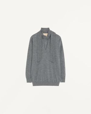 Valentino Wollpullover Mit Schal Frau - Grau