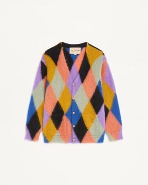 Valentino Mohair-Wollcardigan Mit Rhombelle-Muster Mann - Mehrfarbig