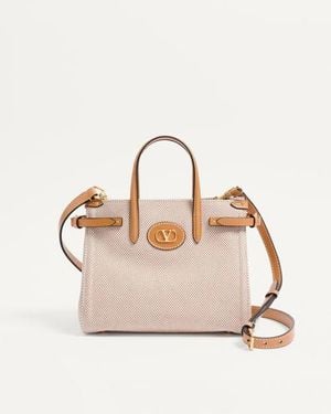 Valentino Garavani Antibes Kleiner Shopper Aus Canvas Frau - Natur
