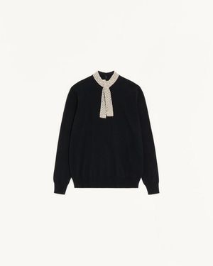 Valentino Bestickter Wollpullover Frau - Blau
