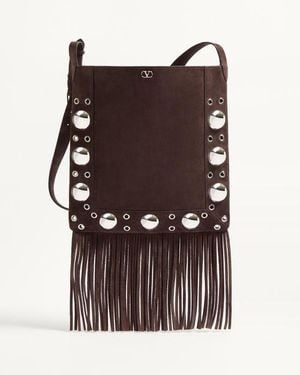 Valentino Garavani Nellcôte Schultertasche Aus Wildleder Mit Fransen Mann - Braun