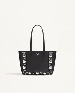 Valentino Garavani Nellcôte Mini-Shopper Aus Genarbtem Kalbsleder Frau - Schwarz