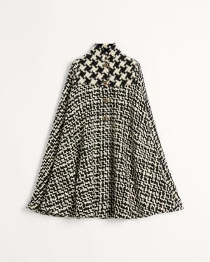 Valentino Cape Aus Geometrischem Tweed Frau - Weiß