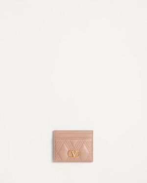 Valentino Garavani Quiltie 67 Kartenetui Aus Gestepptem Nappaleder Frau - Pink