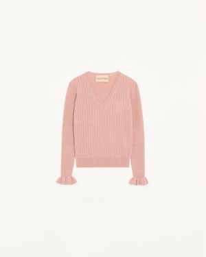 Valentino Bestickter Pullover Aus Kaschmir Frau - Pink
