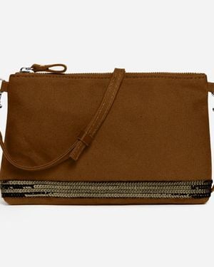 Vanessa Bruno Pochette En Toile & Paillettes - Marron