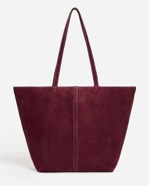 Vanessa Bruno Grand Cabas Daily En Cuir Velours - Rouge
