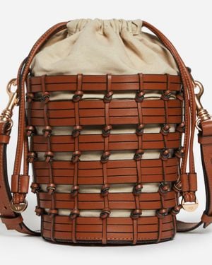 Vanessa Bruno Mini Sac Seau En Cuir Tressé - Marron