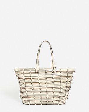 Vanessa Bruno Panier Tressé En Cuir - Blanc