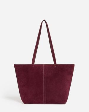 Vanessa Bruno Petit Cabas Daily En Cuir Velours - Rouge