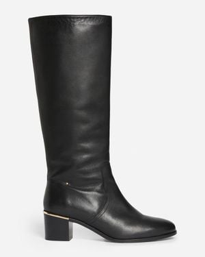 Vanessa Bruno Bottes Cavalière En Cuir Lisse - Noir