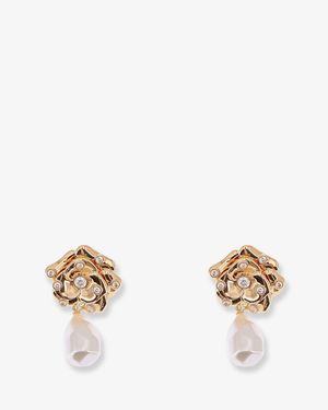 Self-Portrait Self Portrait Brass Earrings - White