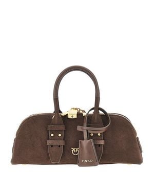 Pinko Suede Leather Small 'Escape Bag' Bag - Brown