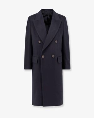 Hevò Cashmere Coat With Satin Lining - Blue