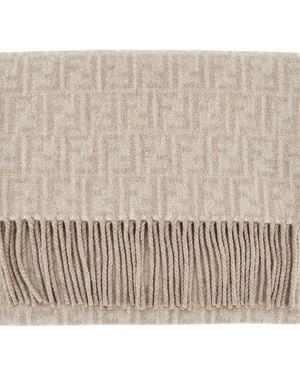 Fendi Wool And Cashmere Double-Face Scarf - Natural