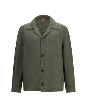 Cruna Shirt Serafino Linen - Green