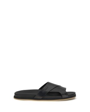 Santoni Leather Slippers - Black